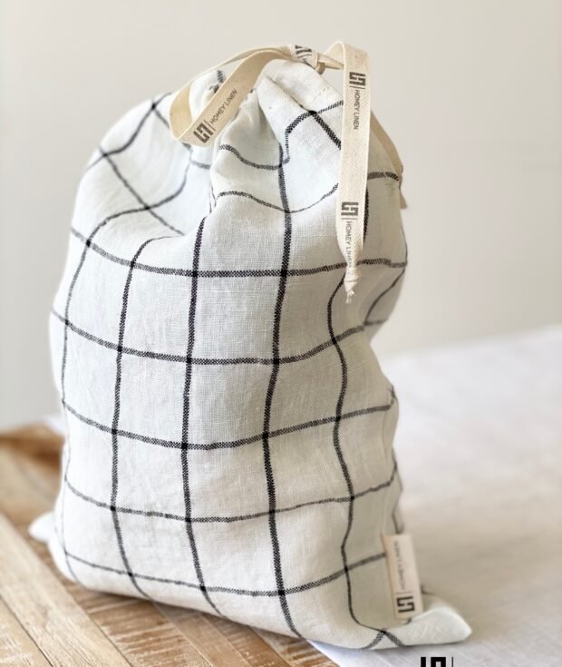 drawstring linen bread bag