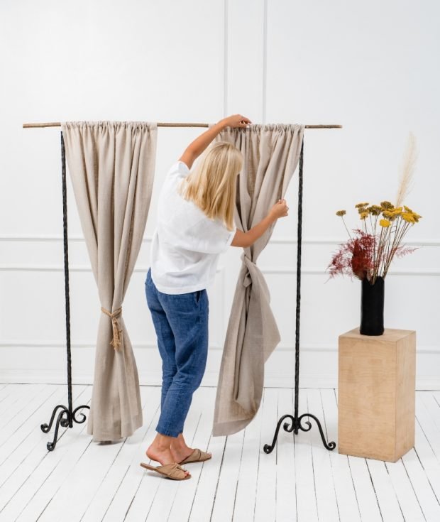 Rod Pocket linen curtain panels