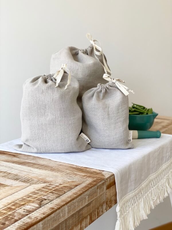 storage natural linen bread bag