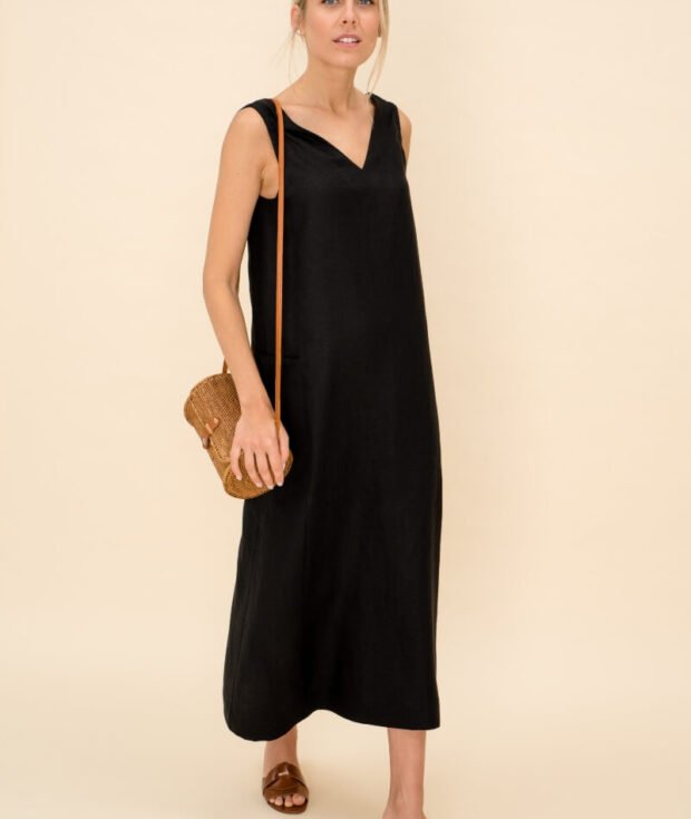 Linen V-neck Dress