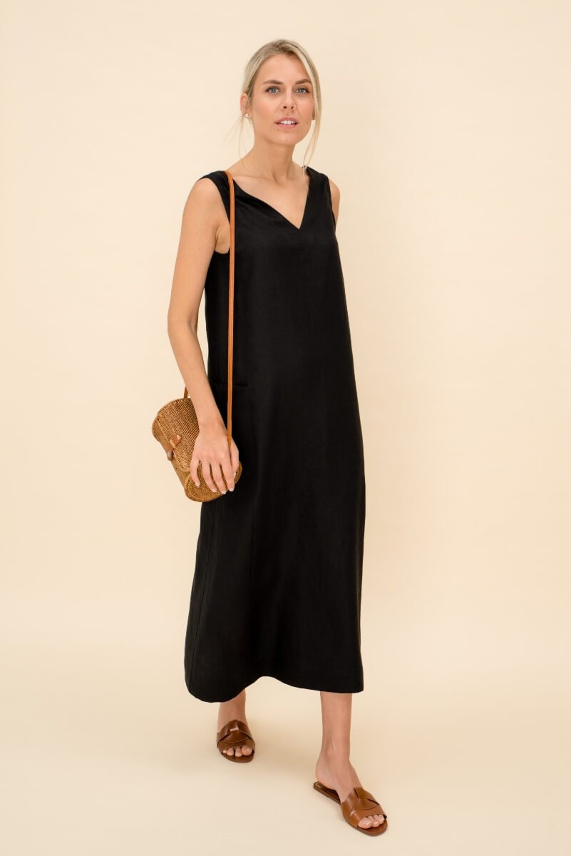 Linen V-neck Dress