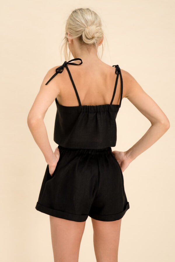 women's linen shorts in black