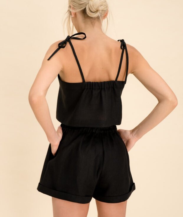 women's linen shorts in black