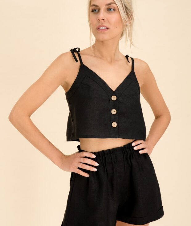 100% Linen top with ties