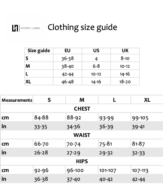 Clothing size guide