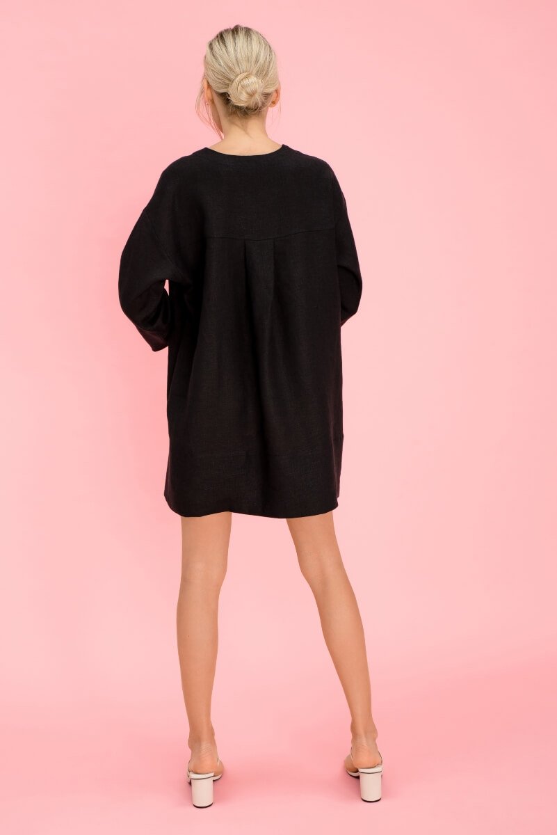 Black Loose Linen Dress