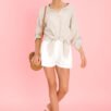 tie front linen shirt in natural
