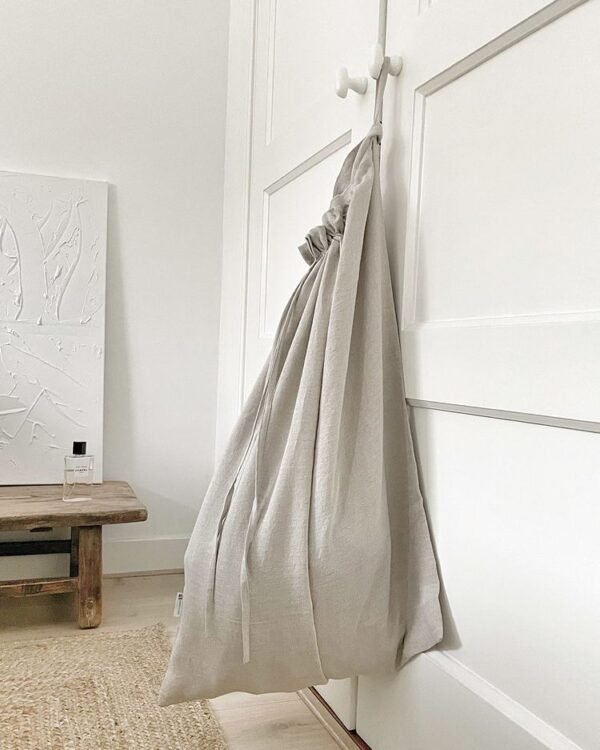 100% natural linen laundry bag