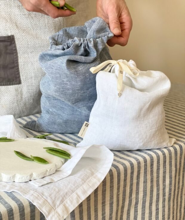white linen bag