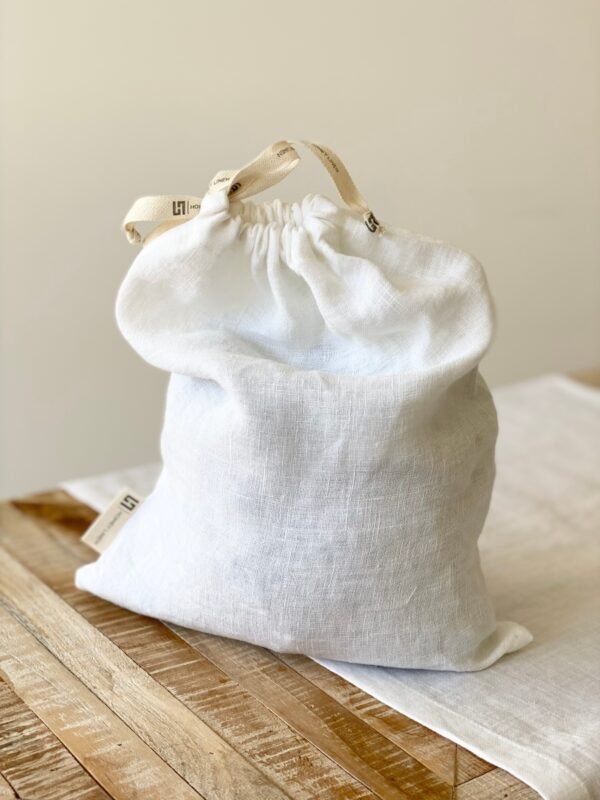 white linen bread bag